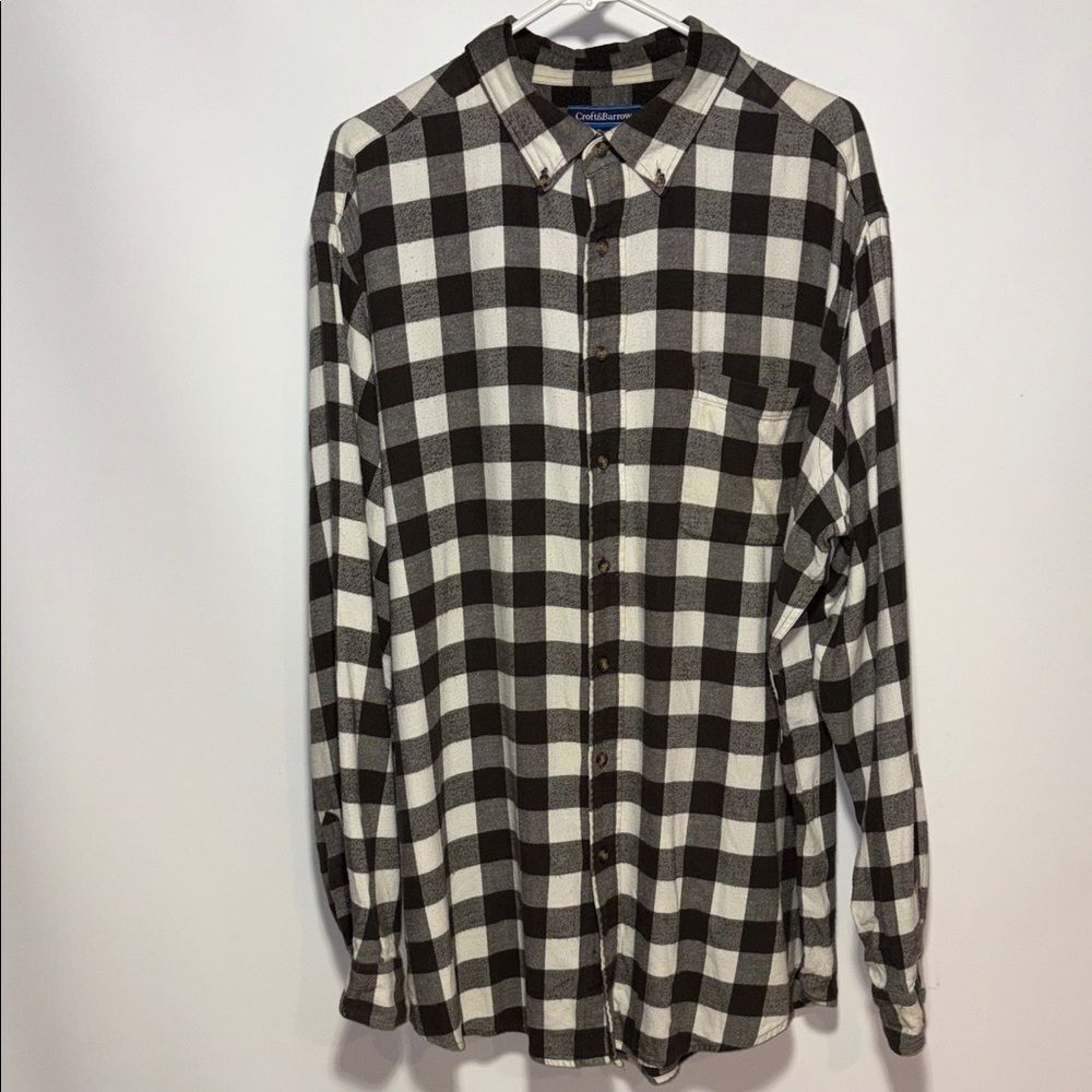 Croft & Barrow Black and White Plaid Men's Flannel Shirt
